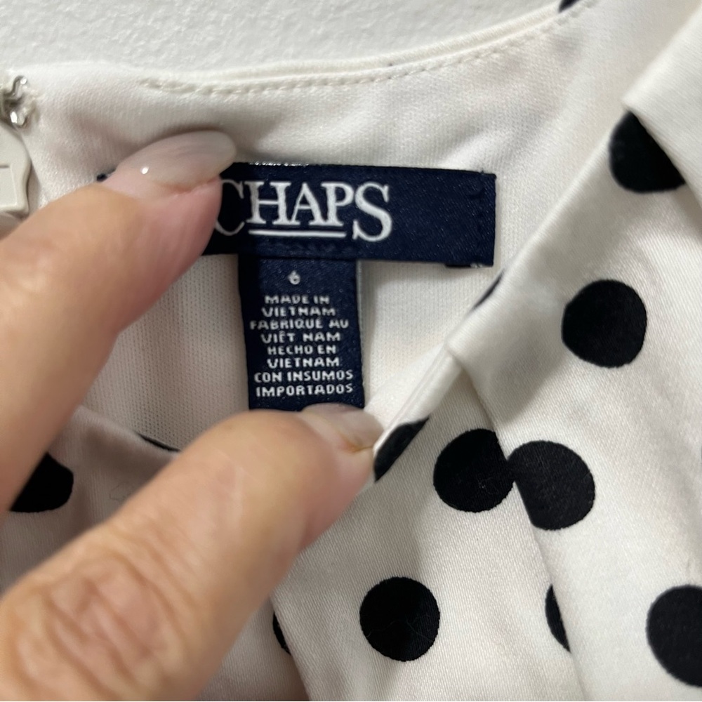 Chaps Black and White Polka Dot Dress - Picture 7 of 13